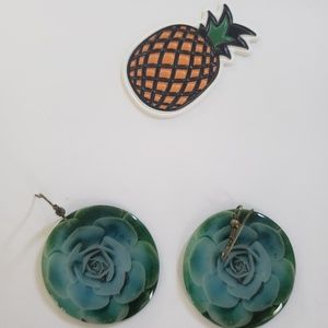 Succulent disk earrings